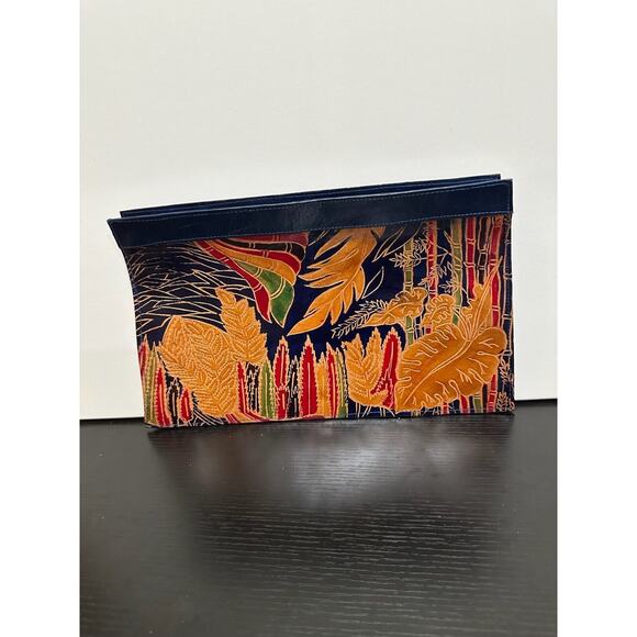 Genuine Leather Leopard Clutch Bag Purse Made in India 14"x8.5"x2.5" - Picture 2 of 16